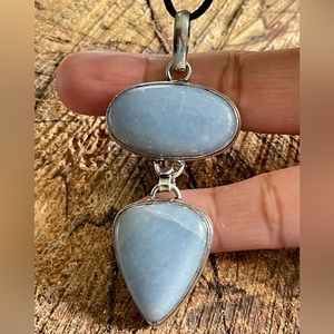 Glacier Blue Angelite Pendant 2 7/8”